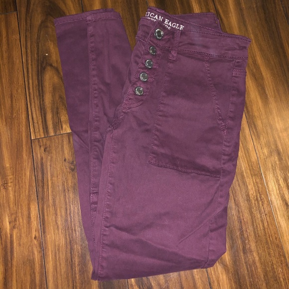 Maroon suede American Eagle jeans size 6 - Picture 1 of 4